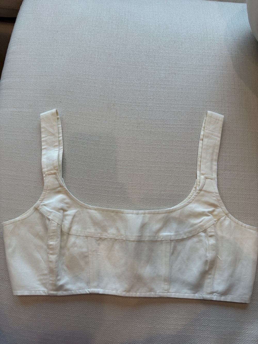 Cult Gaia Cream Square-Neck Crop Top